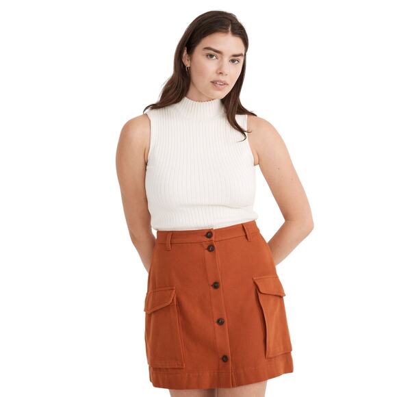 Madewell Curvy Drapey Moleskin Cargo Mini Skirt Rust Orange Women’s 8 - Picture 10 of 10